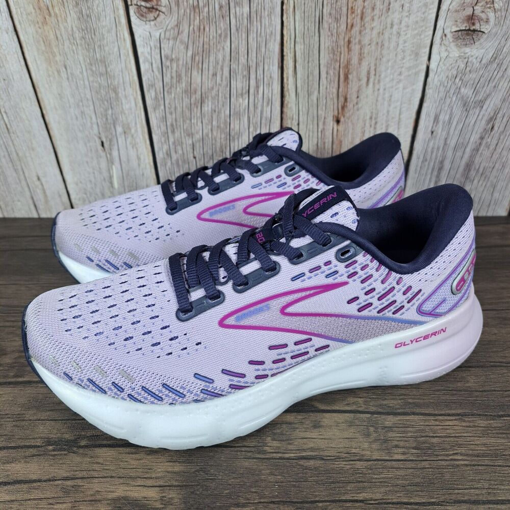 Brooks Purple Athletic Shoes with Mesh Design and Cushioning